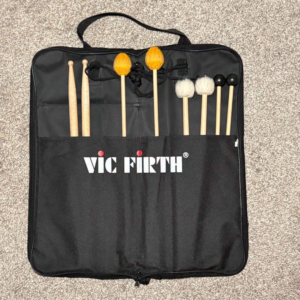 Vic Firth Percussion Set SD1 General T3 Staccato M3 M6 Mallets and Stick Bag